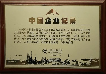 中國企業記(jì)錄（MKLD7140型數控強力雙(shuang)磨頭緩進給成形(xing)磨床）